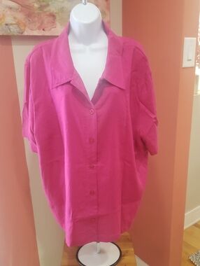 Studio Ease Woman Hot Pink Button-Up Shirt, 26W
